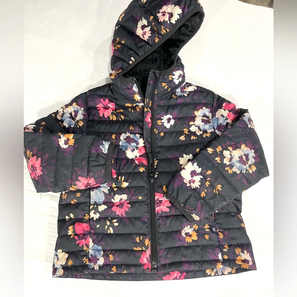 GAP GIRLS FLORAL COLD CONTROL PUFFY WATER RESISTANT COAT
